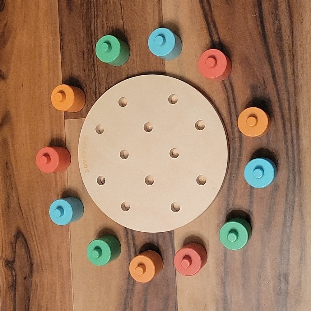 Loevery grouping pegs together wooden stacking pegboard color counting numbers